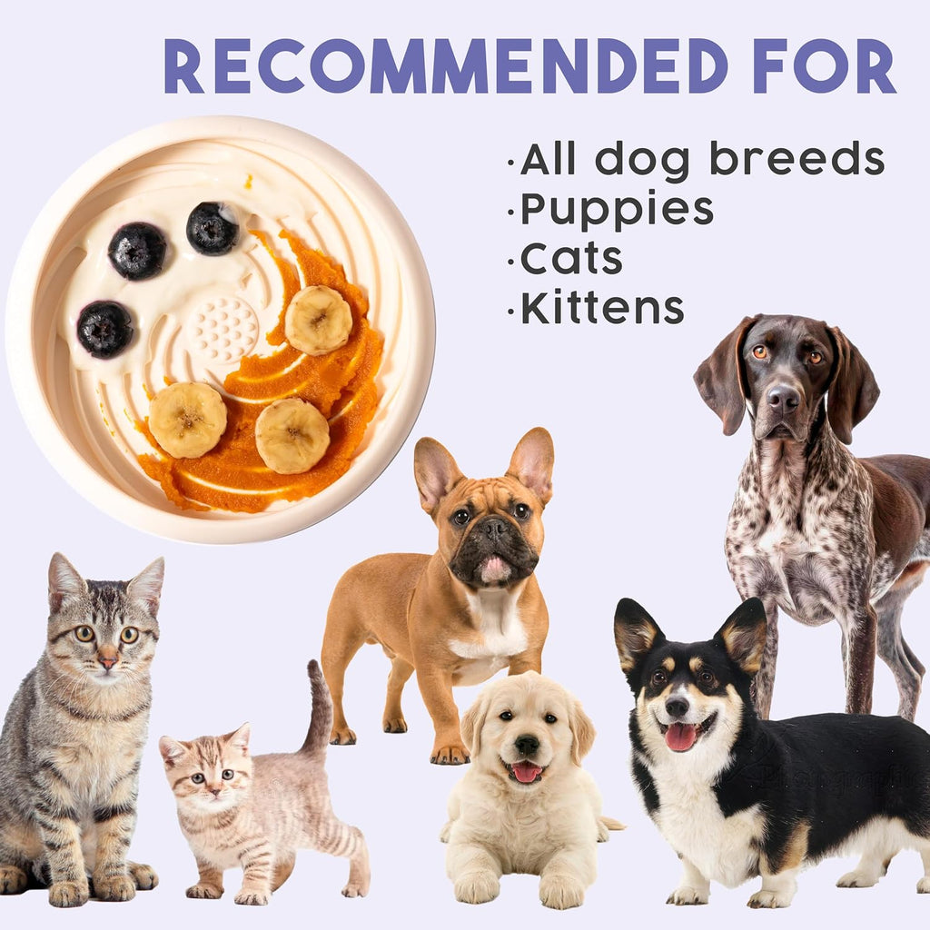 Lick Dish - Silicone Lick Mat + Slow Feeder for Cats & Small Dogs (Almond)