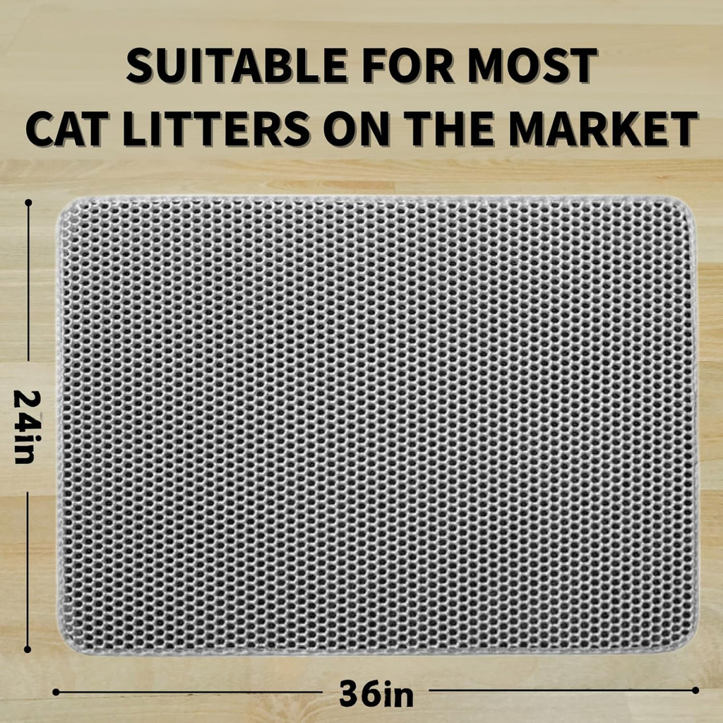 Honeycomb Double Layer Cat Litter Mat, Gray, 36 x 24 Inch, 1 Pack