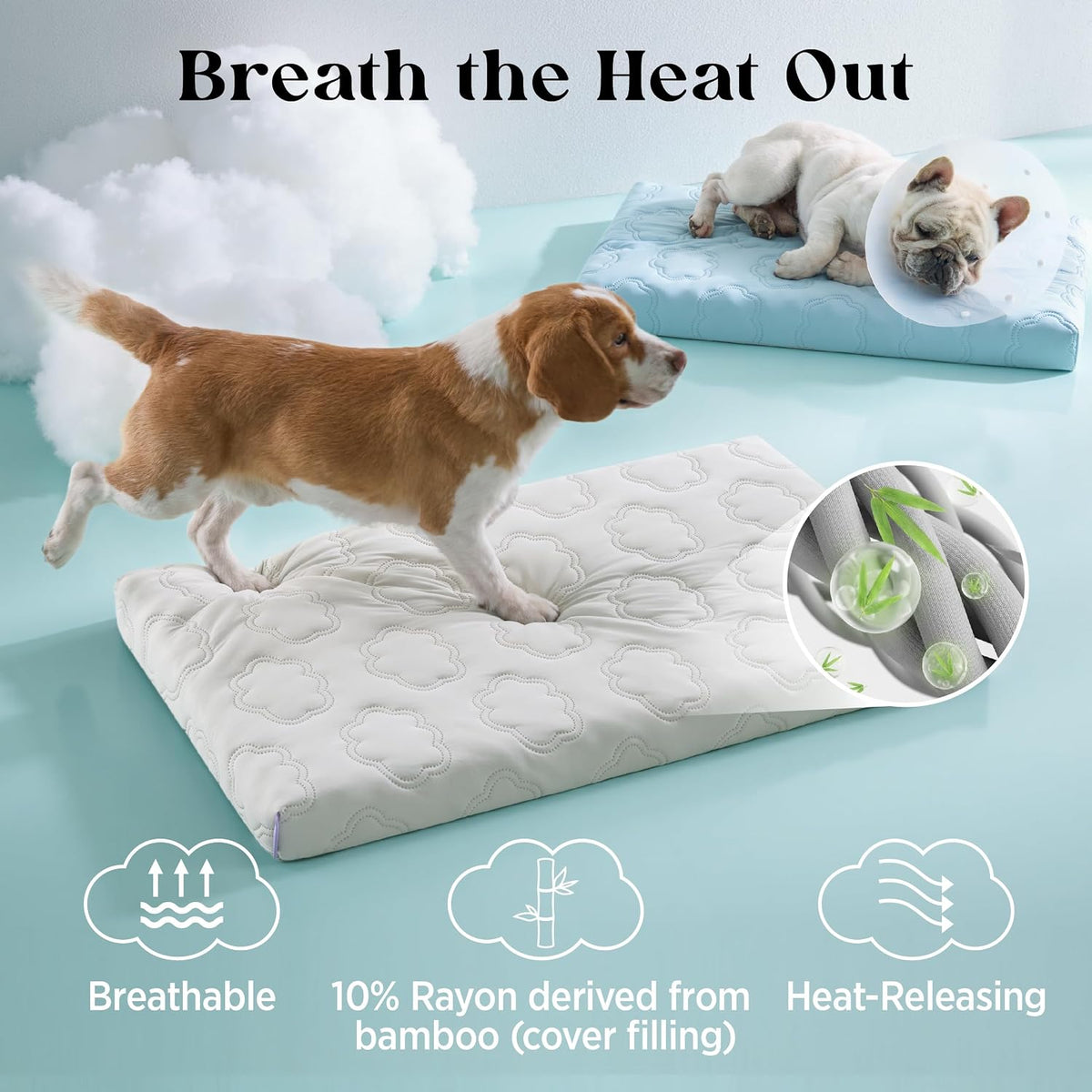 LE SURE ApexCloud™ Cooling Dog Bed for Large Dogs with Washable Cover,35IN