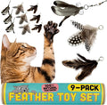 Forever Stick Refill 9-Pack, Feather Cat Wand Toy Attachment