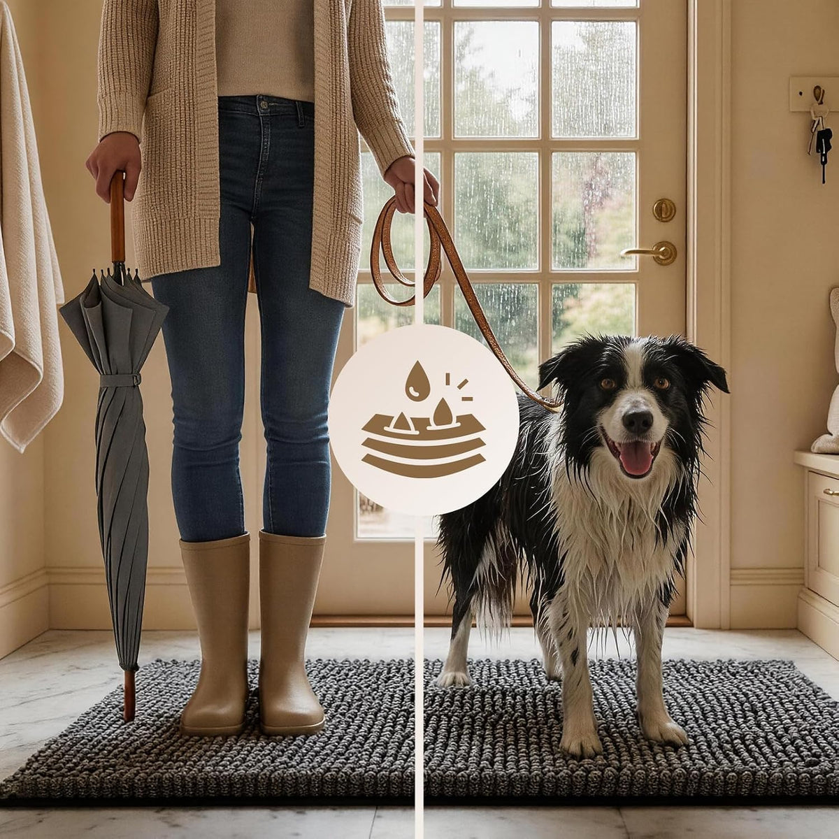 EHEYCIGA Super Absorbent Dog Door Mat for Muddy Paws 24x16 in. Entryway Rug