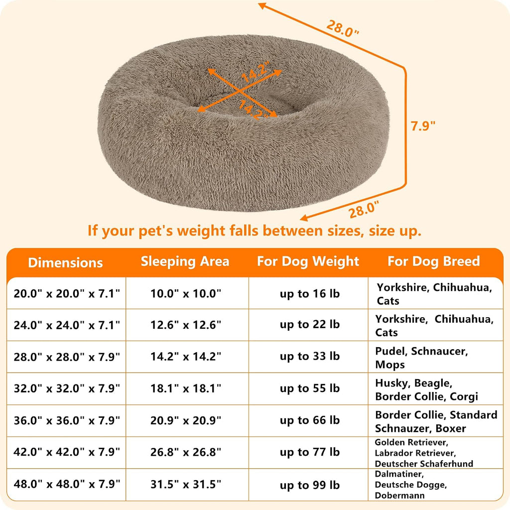 Dwanton Orthopedic Medium Donut Dog Bed, Gel Memory Foam, Washable, 28"