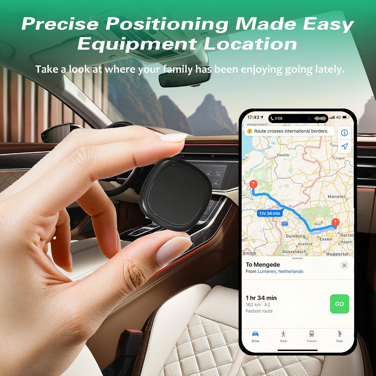 GPS Tracker for Vehicles.Mini Hidden Magnetic GPS Tracker for Vehicles - Full Global Coverage, No Subscription or SIM Card Required - Perfect for Cars, Assets, Pets, Kids, and Seniors(Black Square)