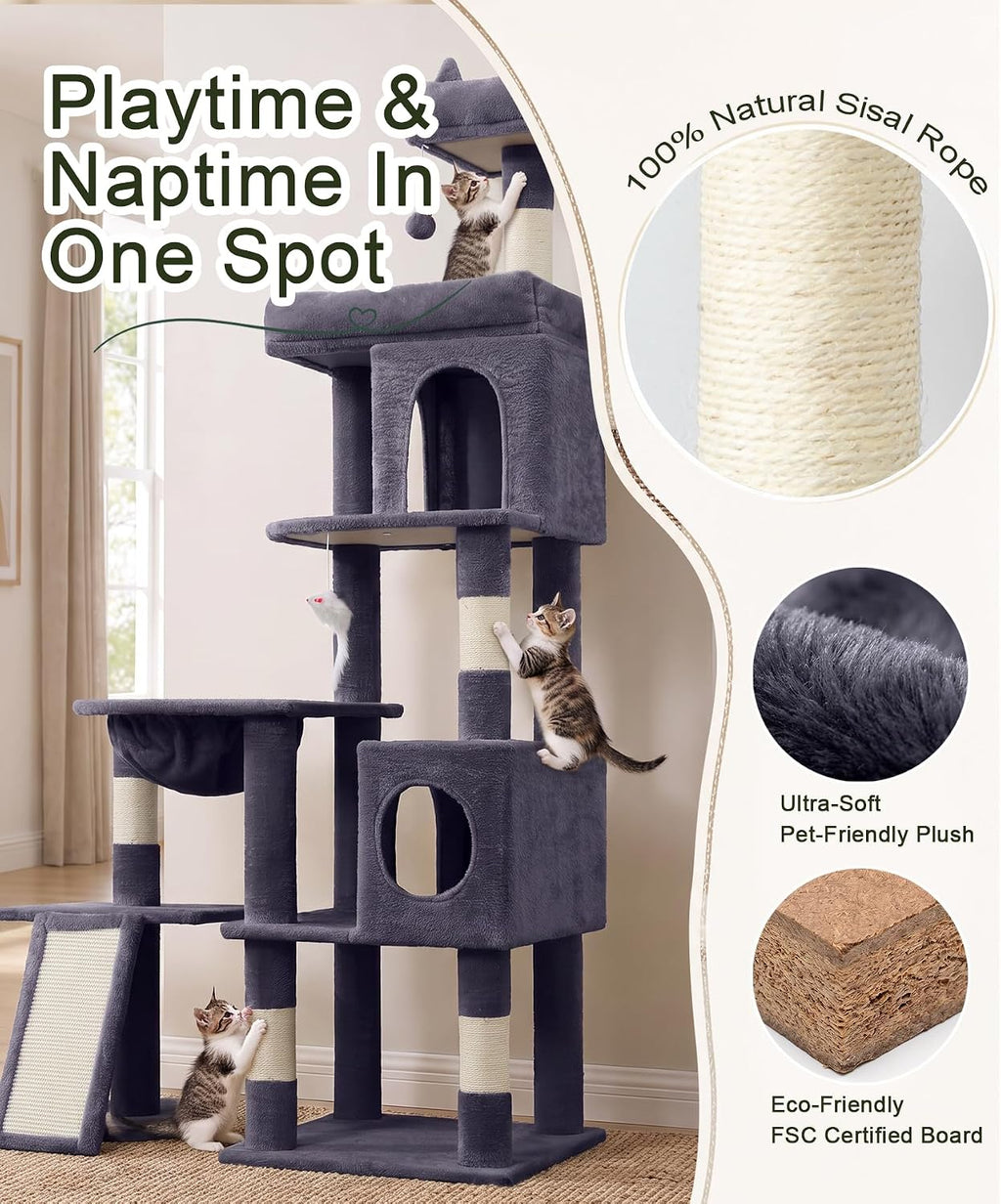 68 Inch Heavy Duty Cat Tree Tower for Indoor Cats Large Adult