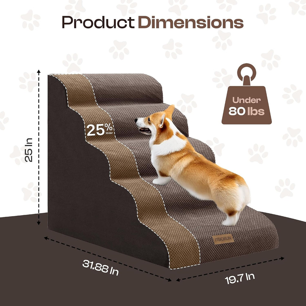 Miorun Extra Wide Dog Stairs for Large Dogs, 25" H Pet Steps for High Beds