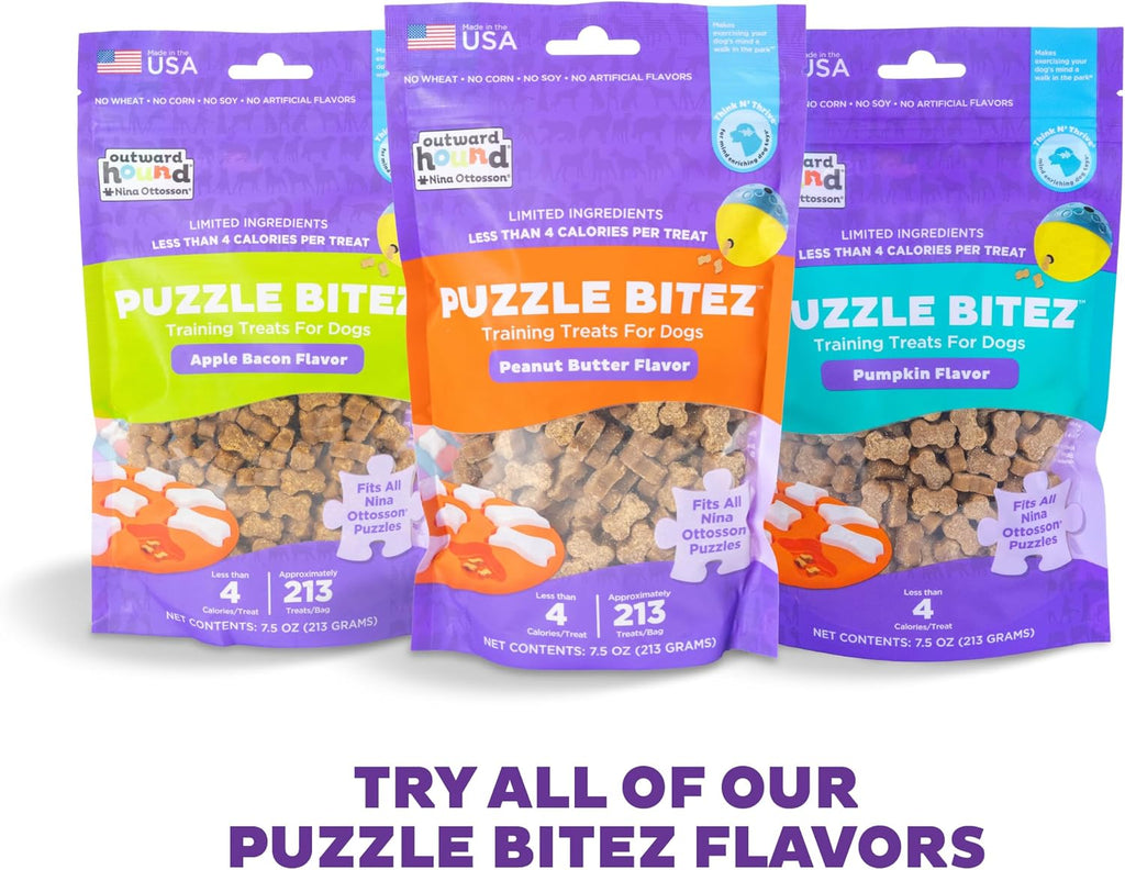 Outward Hound Nina Ottosson Puzzle Bitez Dog Treats, Peanut Butter, 7.5 oz