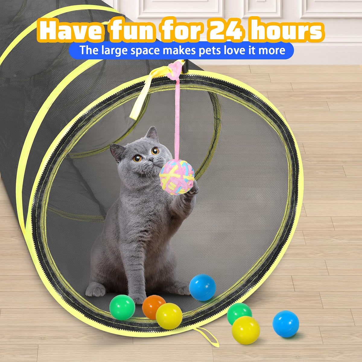 Wilwolfer 5 in 1 Cat Enclosure - Outdoor Cat Tent with Tunnel & House - Portable Pet Playpen for Cats, Puppies & Small Animals