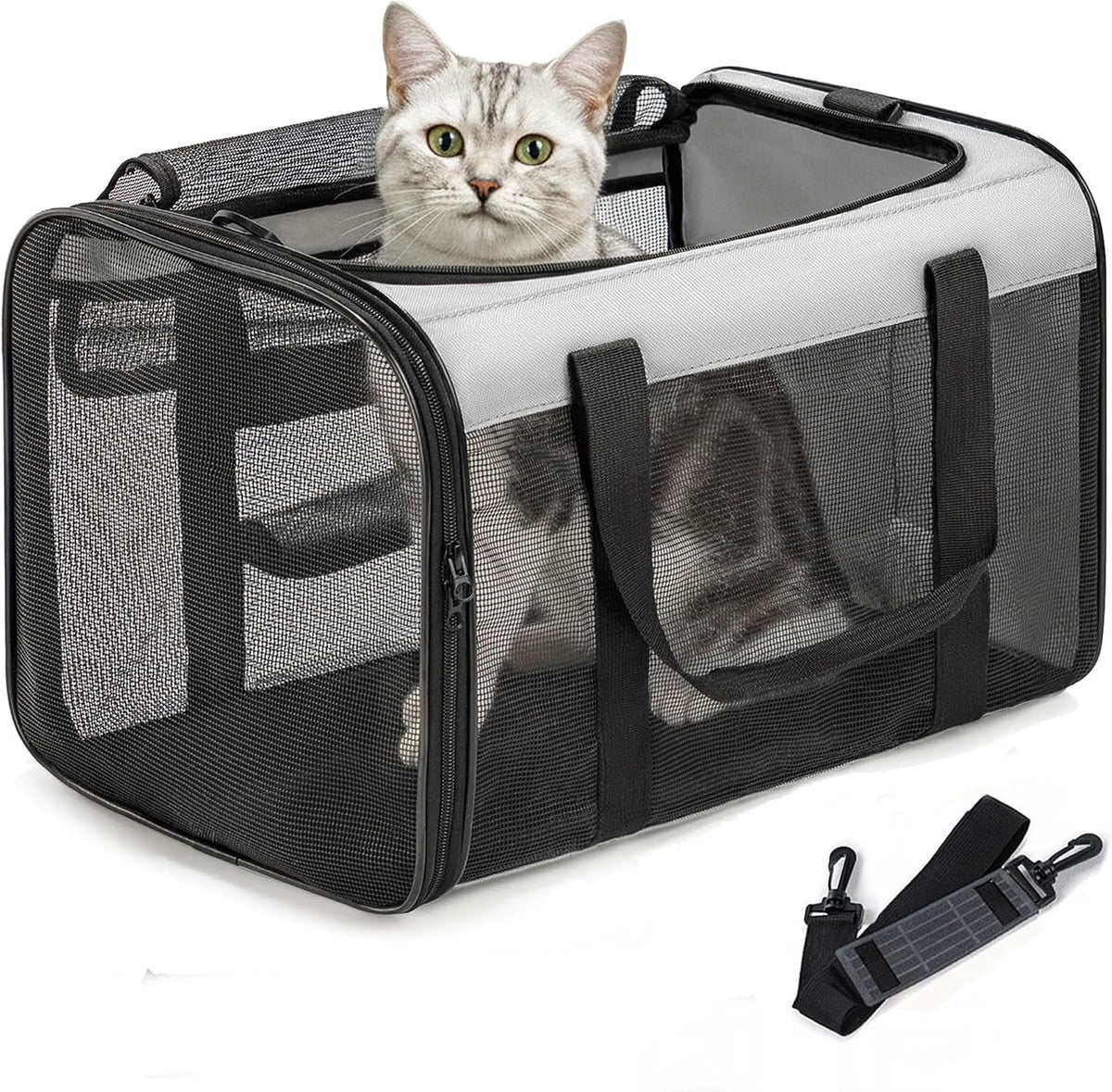 Conlun Cat Carrier Bag,Soft-Sided Pet Carriers for Dogs，M,Grey