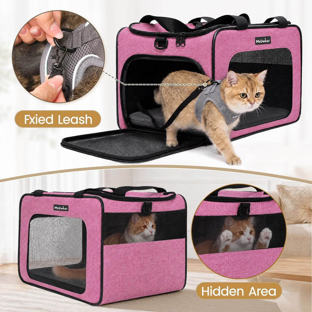 Soft-Sided Cat Dog Pet Travel Carrier Airline Approved, Medium Pink