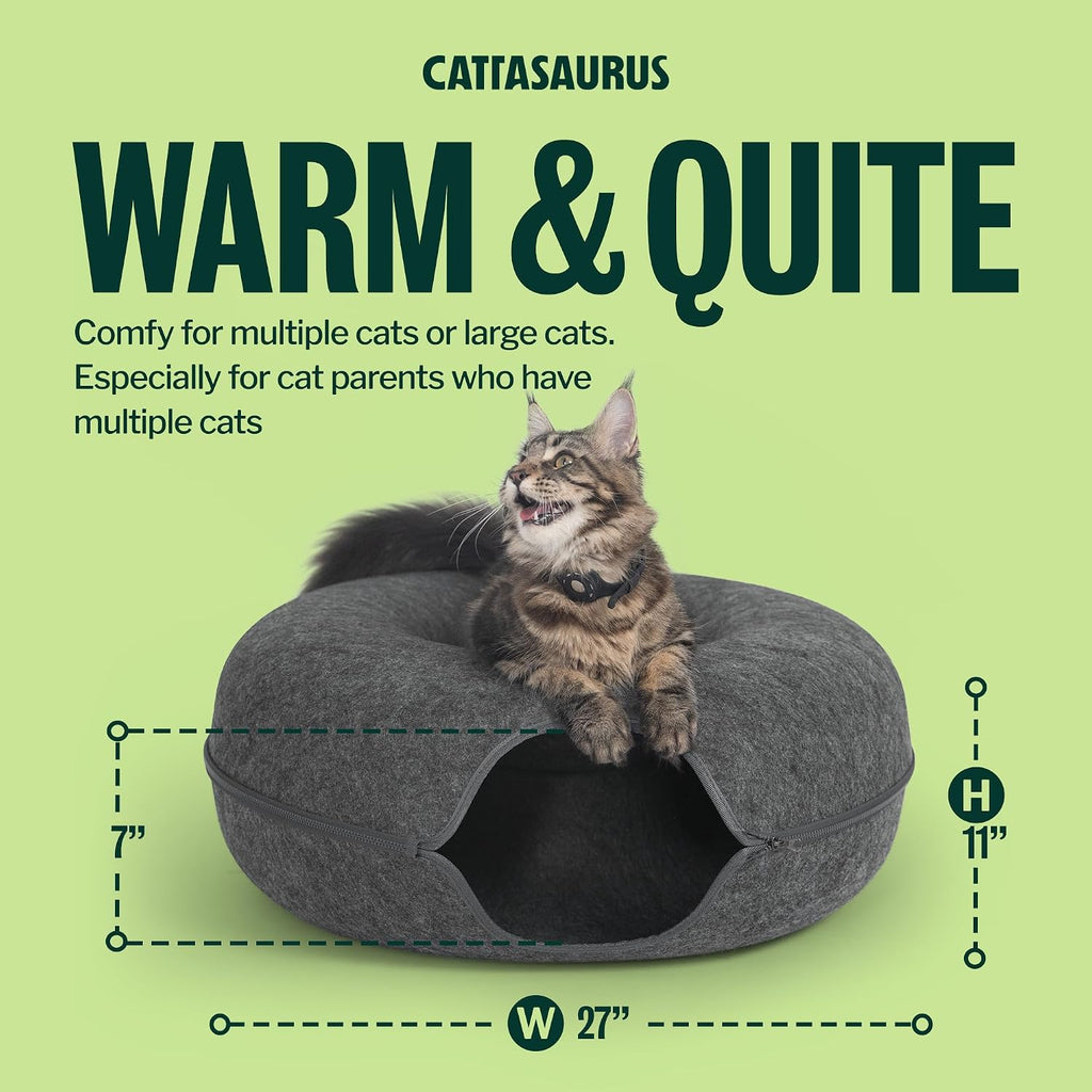 Peekaboo Cat Cave Donut for Multiple & Jumbo Cats up to 45 lbs, Dark Gray