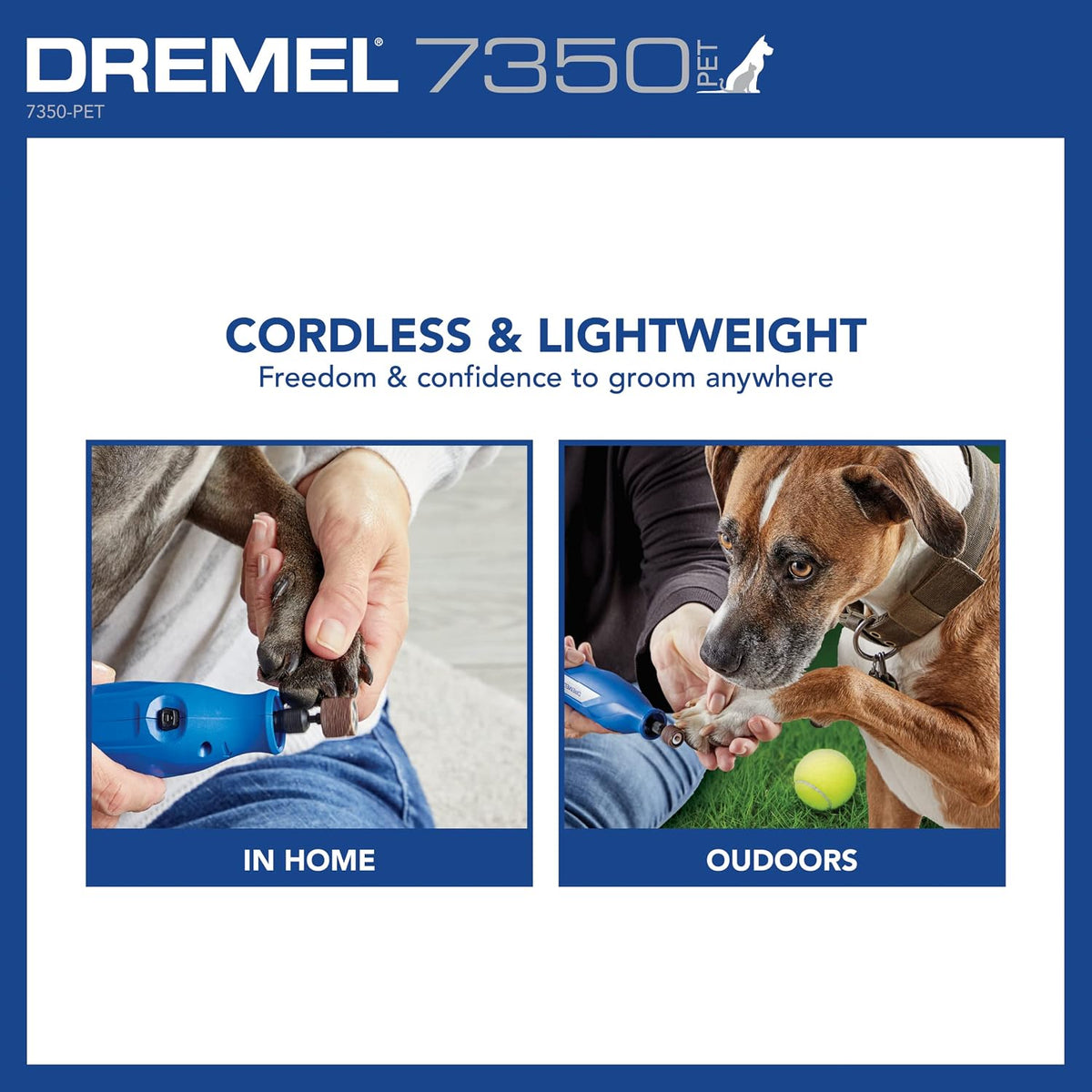 Dremel 7350-PET 4V Pet & Dog Nail Grinder, Easy-To-Use & Safe Nail Trimmer, Professional Pet Grooming Kit - Works on Large, Medium, Small Dogs & Cats 
