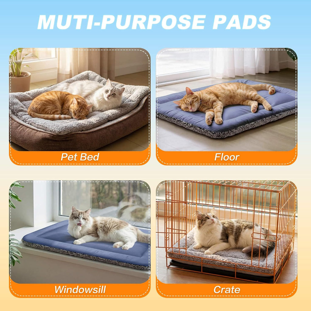 Self Warming Cat Bed, Reversible Self Heating Cat Pad, Dark Blue, 18x24 In