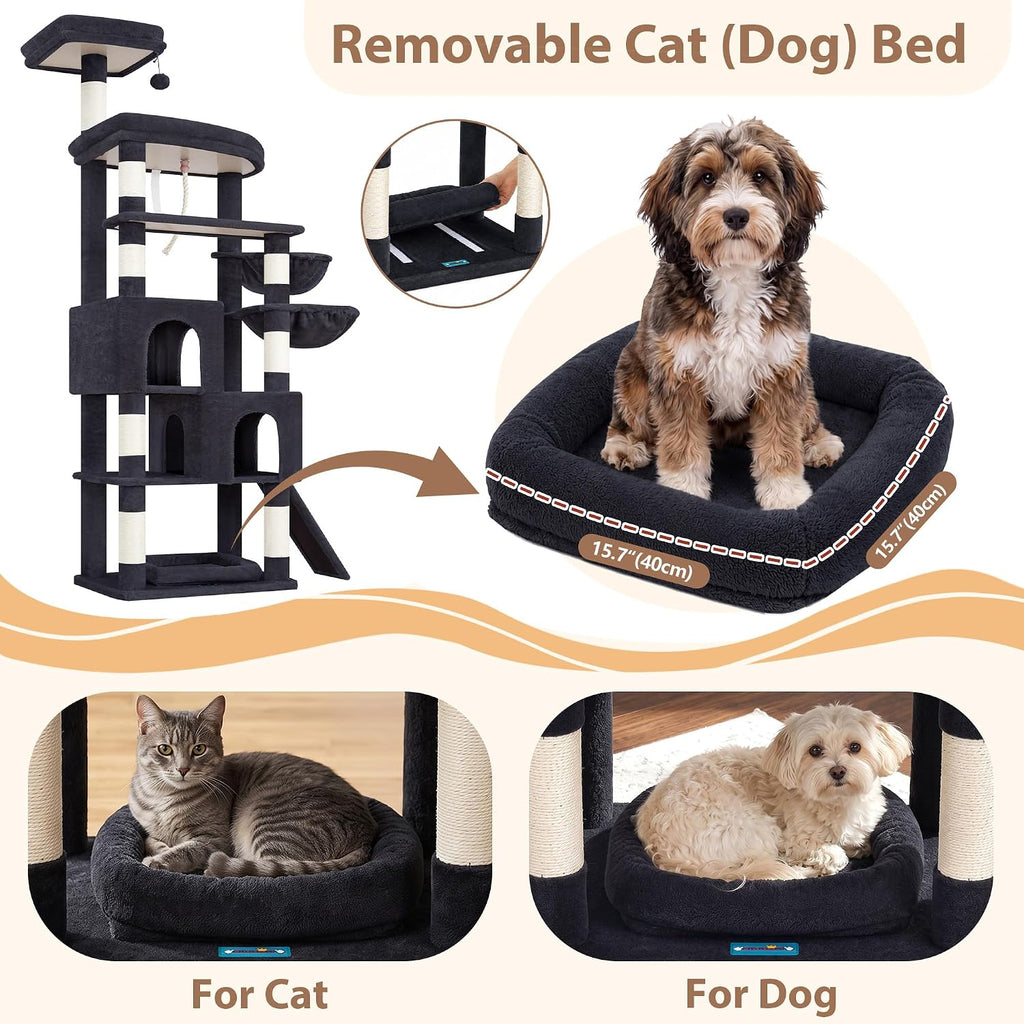 Gitelsnour 74.4'' Cat Tree Tower for Large Cats with Removable Bed, GCT803G
