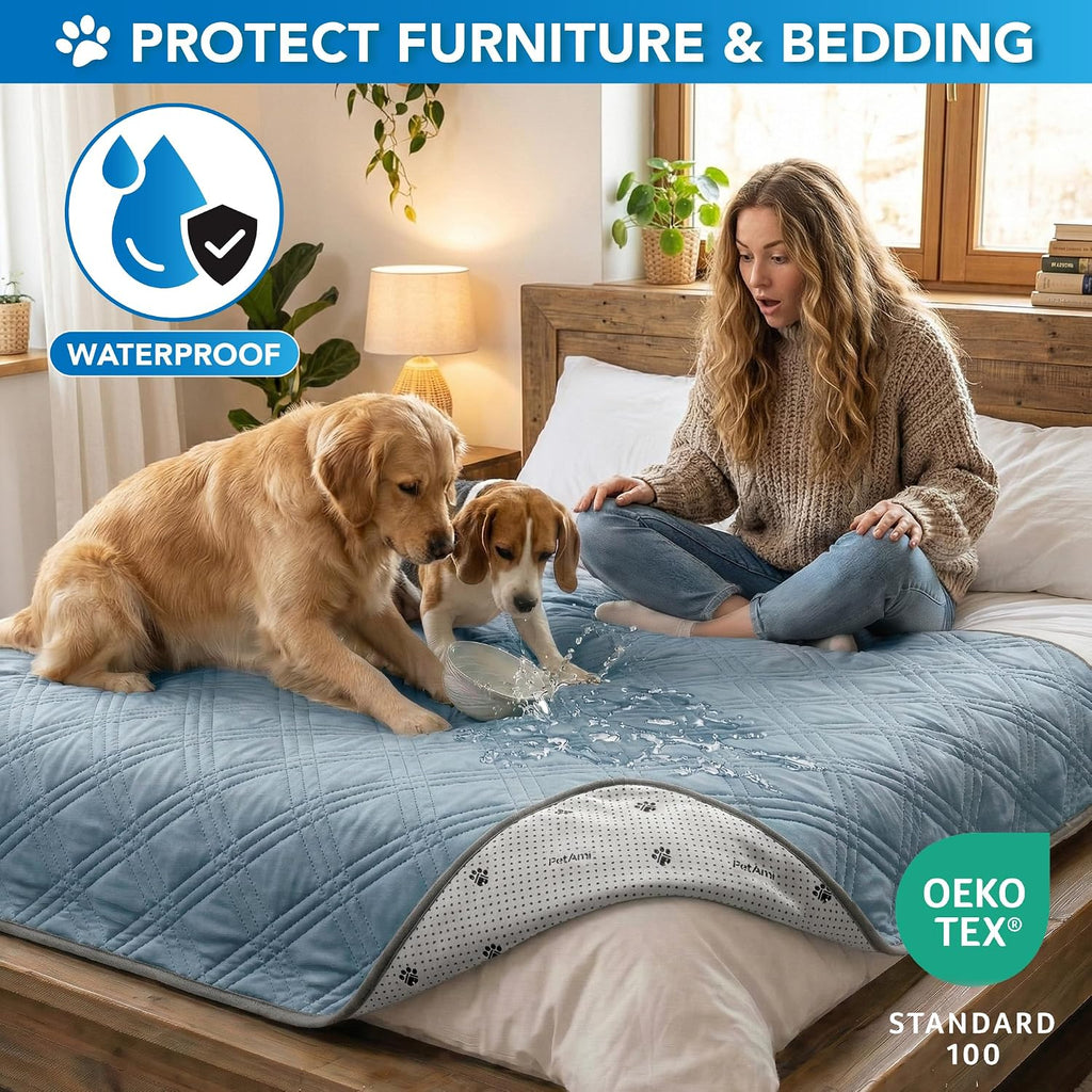 PetAmi Waterproof Dog Cooling Mat Pet Pad for Crate Couch Bed, Blue, 40x60