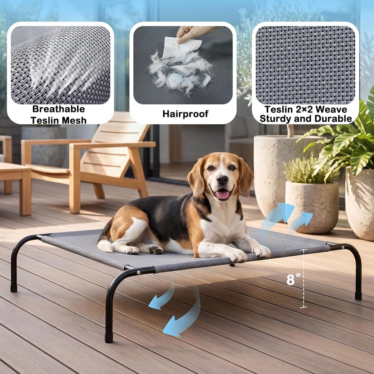 SZEE Elevated Dog Bed, Warmth Dog Cot Bed with Soft Fleece