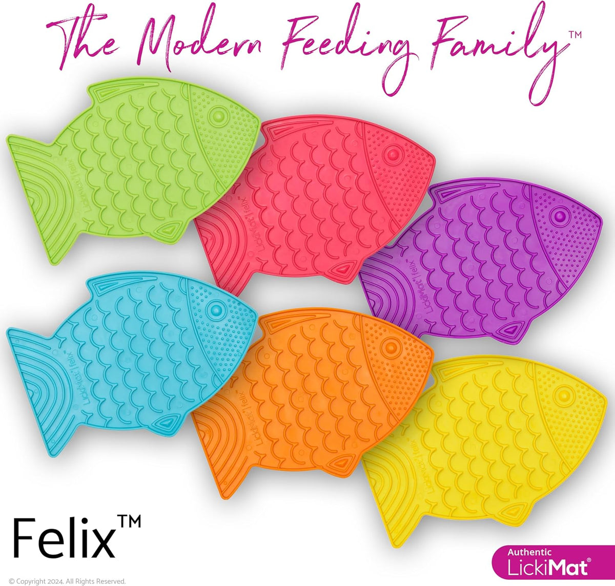 Lickimat Casper & Felix, Fish-Shaped Cat Slow Feeders Lick Mat, Boredom Anxiety Reducer; Perfect for Food, Treats and Anxiety Reduction. (Orange & Turquoise)