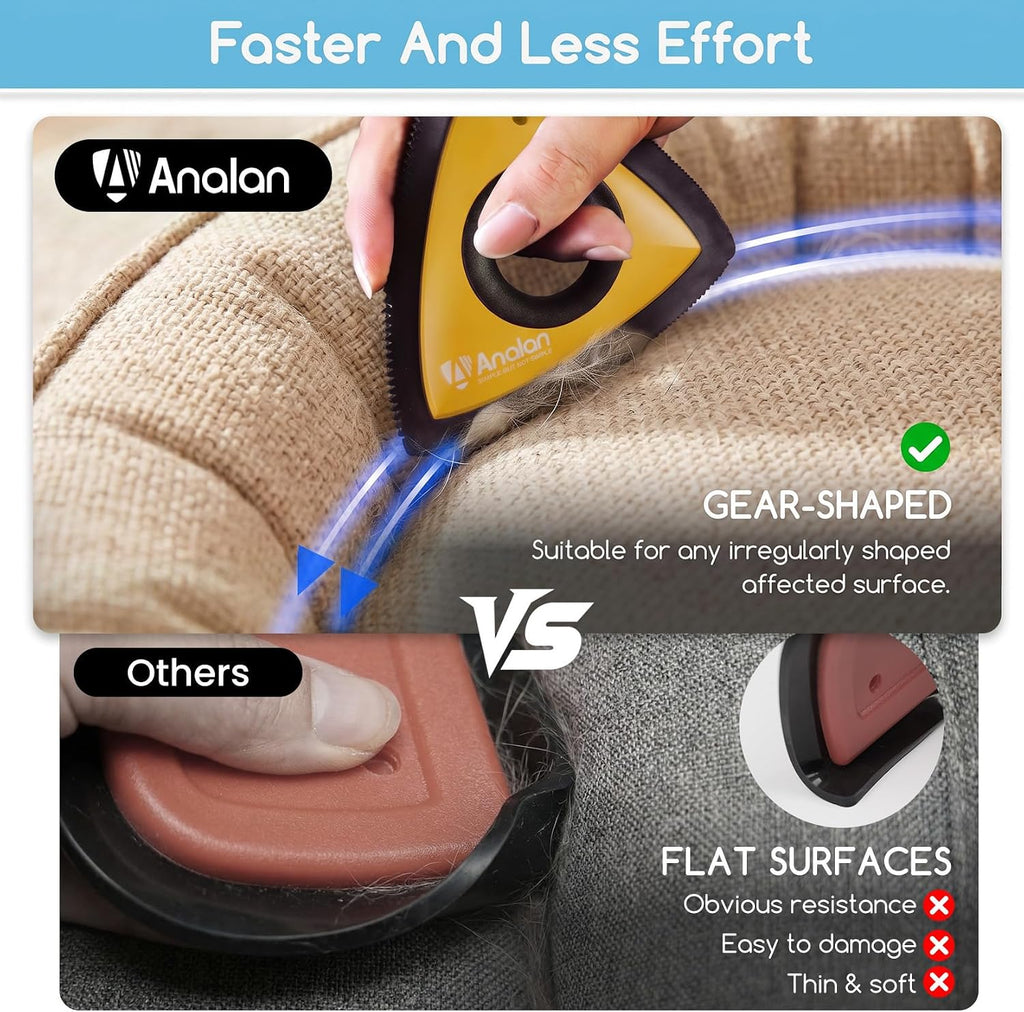 Analan Mini Pet Hair Remover for Car Detailing Dog Hair Tool Brush (Yellow)