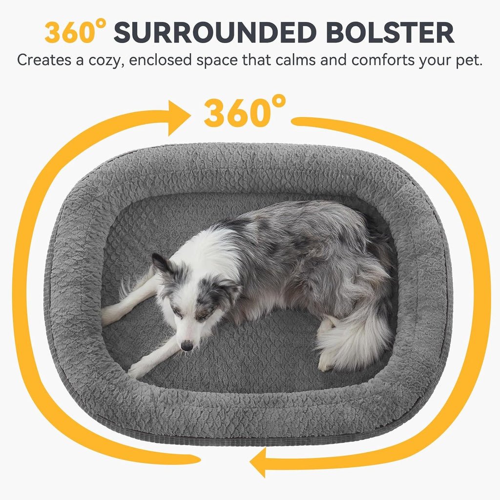 JOEJOY XL Orthopedic Dog Bed for Large Dogs, 360° Oval Bolster, 45"