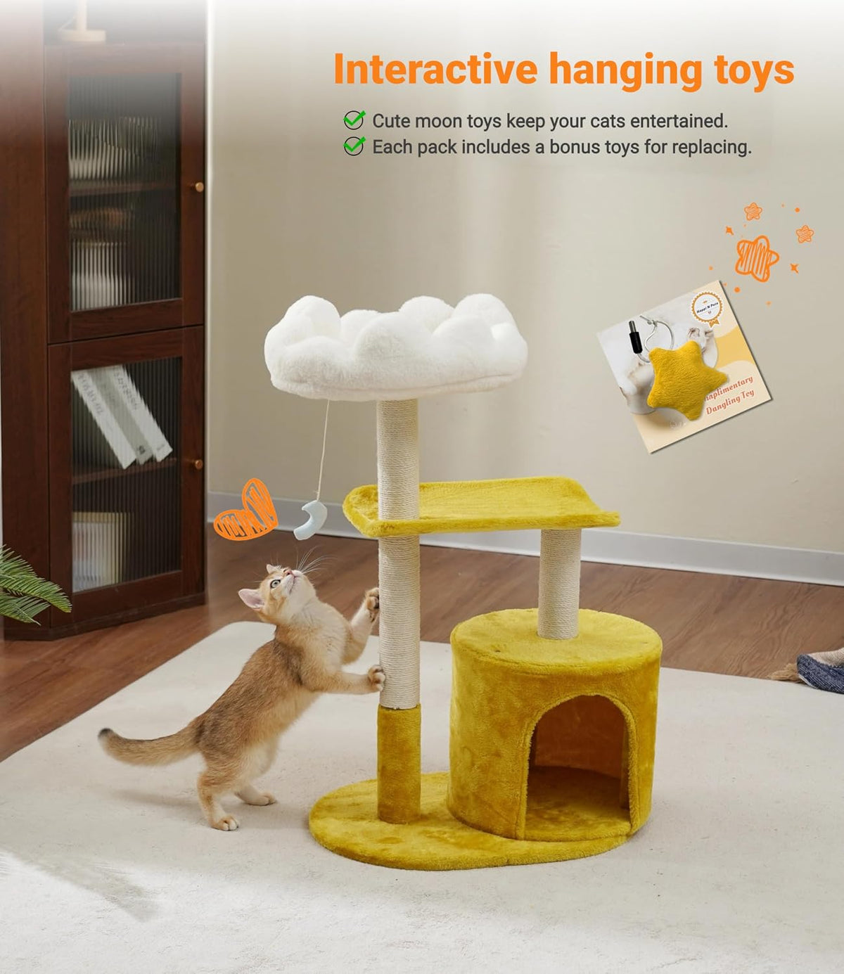 Happi N Pets 33" Cloud Cat Tree Tower, Cozy Bed & Large Condo for All Cats