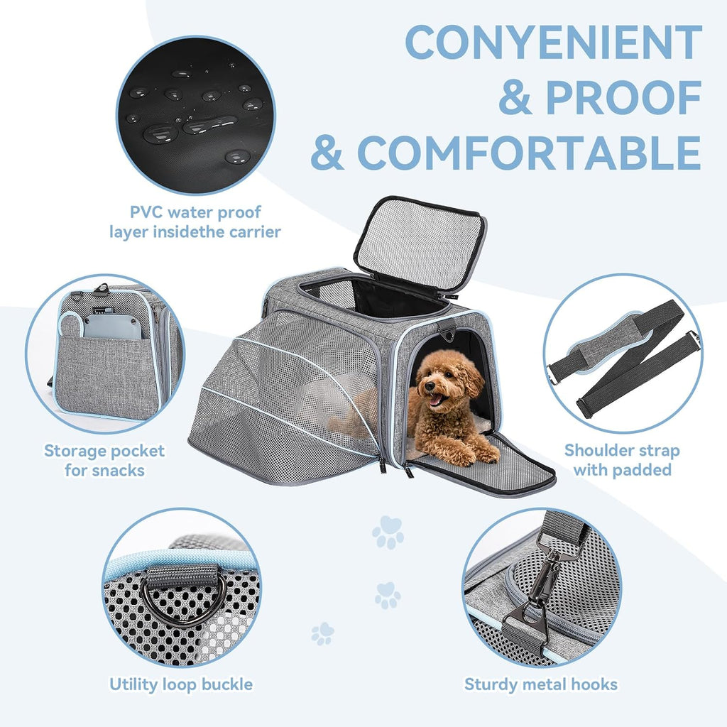 Petsfit Medium Double Expandable Cat Carrier for Cats and Small Dogs