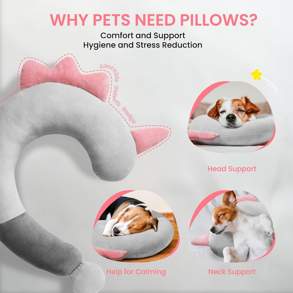 HiPetpy Dog Pillow-Soft Neck Pillows for Dogs, Washable Dog Calming Pillow