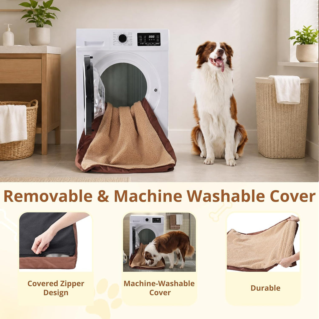 EGOHOME Comfort Orthopedic Egg-Crate Foam Flat Dog Bed, Brown, 29x21