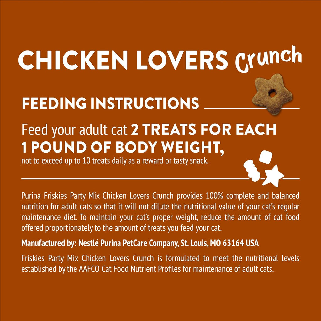Friskies Purina Party Mix Chicken Lovers Crunch Cat Treats, 30 oz Canister