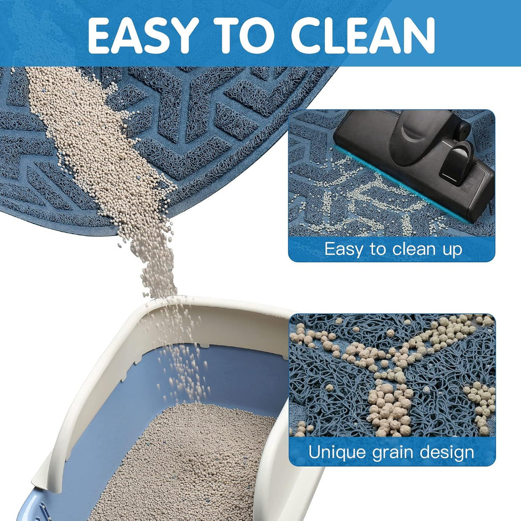UPSKY Waterproof Cat Litter Mat Large 35" x 24" Soft on Kitty Paws, Blue | Litter Box Mat, Cat Litter Mat Litter Trapping Mat, Waterproof Scatter Control, For Indoor Cats, Easy to Clean