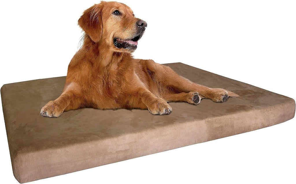 Dogbed4less Extra Large True Orthopedic Gel Memory Foam Dog Bed, Waterproof Liner and Durable Brown Cover, XL 47X29X4 Inch Fit 48"X30" Crate