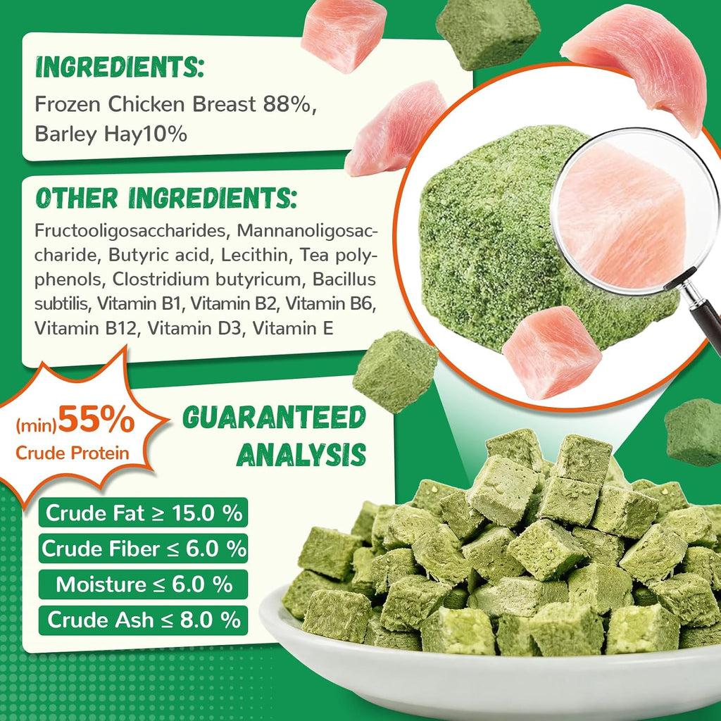 Cat Grass Treats for Indoor Cats, 60g Freeze-Dried Cat Teeth Cleaning Treats - Feline Grass Treаts for Hairball Control and Digestive Support with Probiotics & Prebiotics, Chicken Flavor