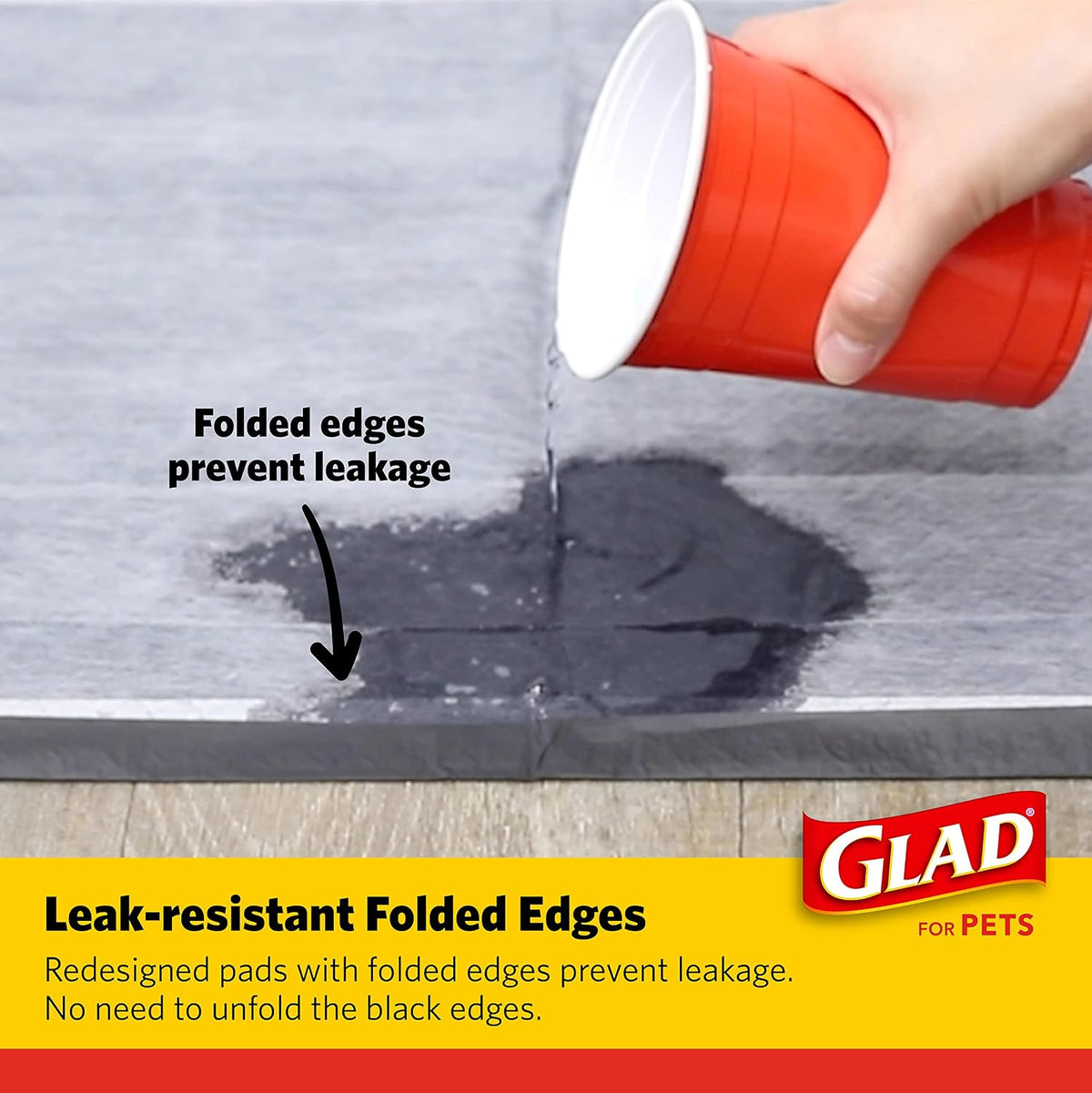 Glad for Pets Black Charcoal Puppy Pads, Large, 150 Count | Super-absorbent, disposable pads for potty training, crate training, and indoor use, 23 x 23 in