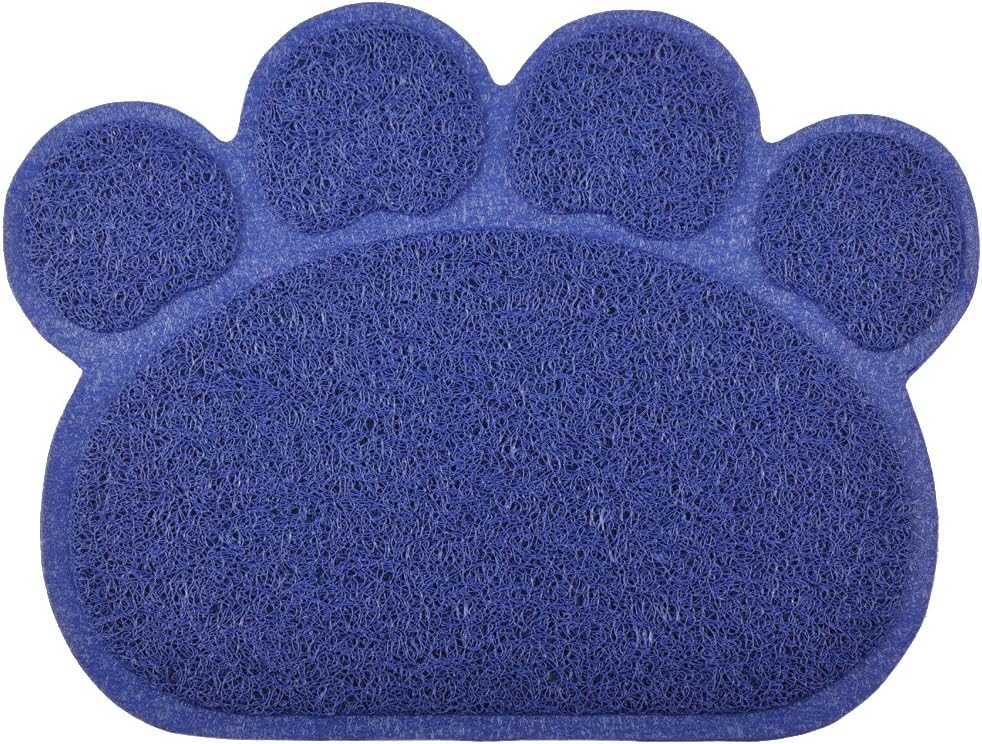 Paw-Shaped Cat Litter Box Mat,10 Colors Available,15.75x11.75 Inches (Navy)