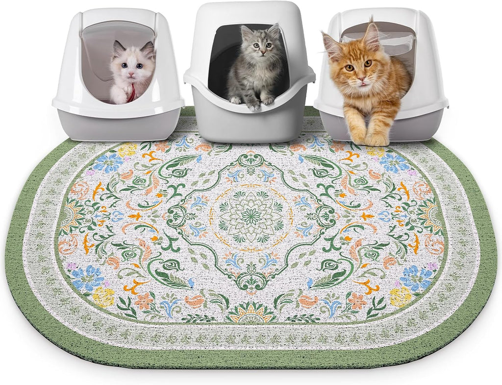 Bienbee Cat Litter Mat, 40" x 30" Dense Trapping Mesh for Litter Boxes | Litter Box Mat with PVC Mesh, Waterproof &Urineproof, Non-Slip Grip, Soft On Kitty Paws and Easy to Clean to Protect Floor