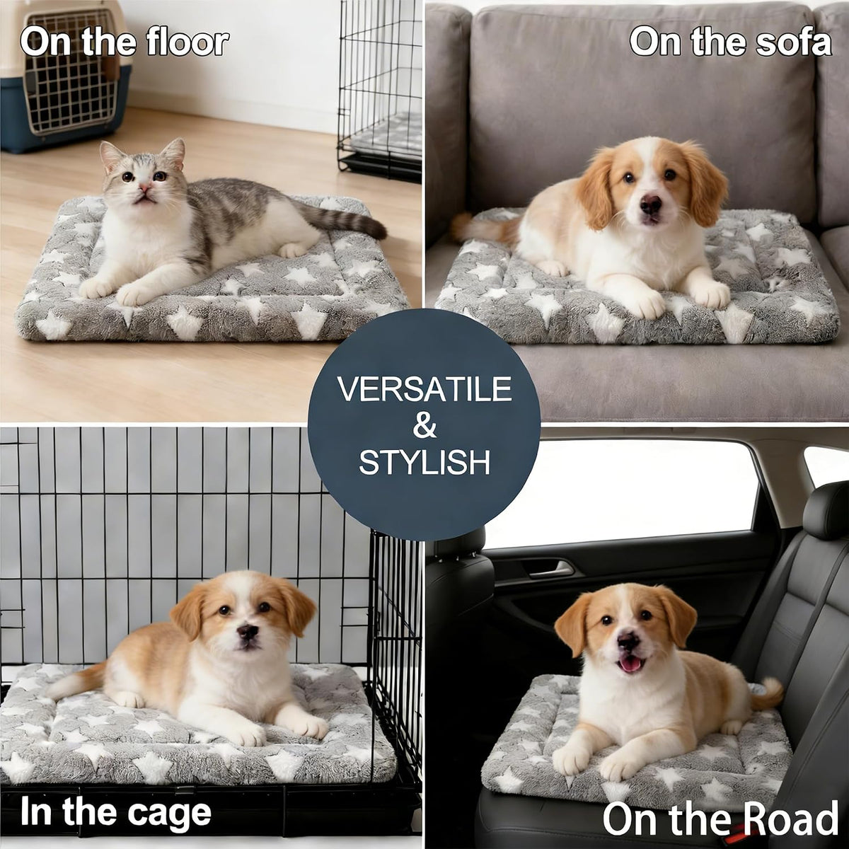 Dog Bed Mat - Reversible Dog Crate Bed Mats, Soft & Breathable Kennel Pad, Durable Crate Bed for Small Medium Large Dogs & Cats