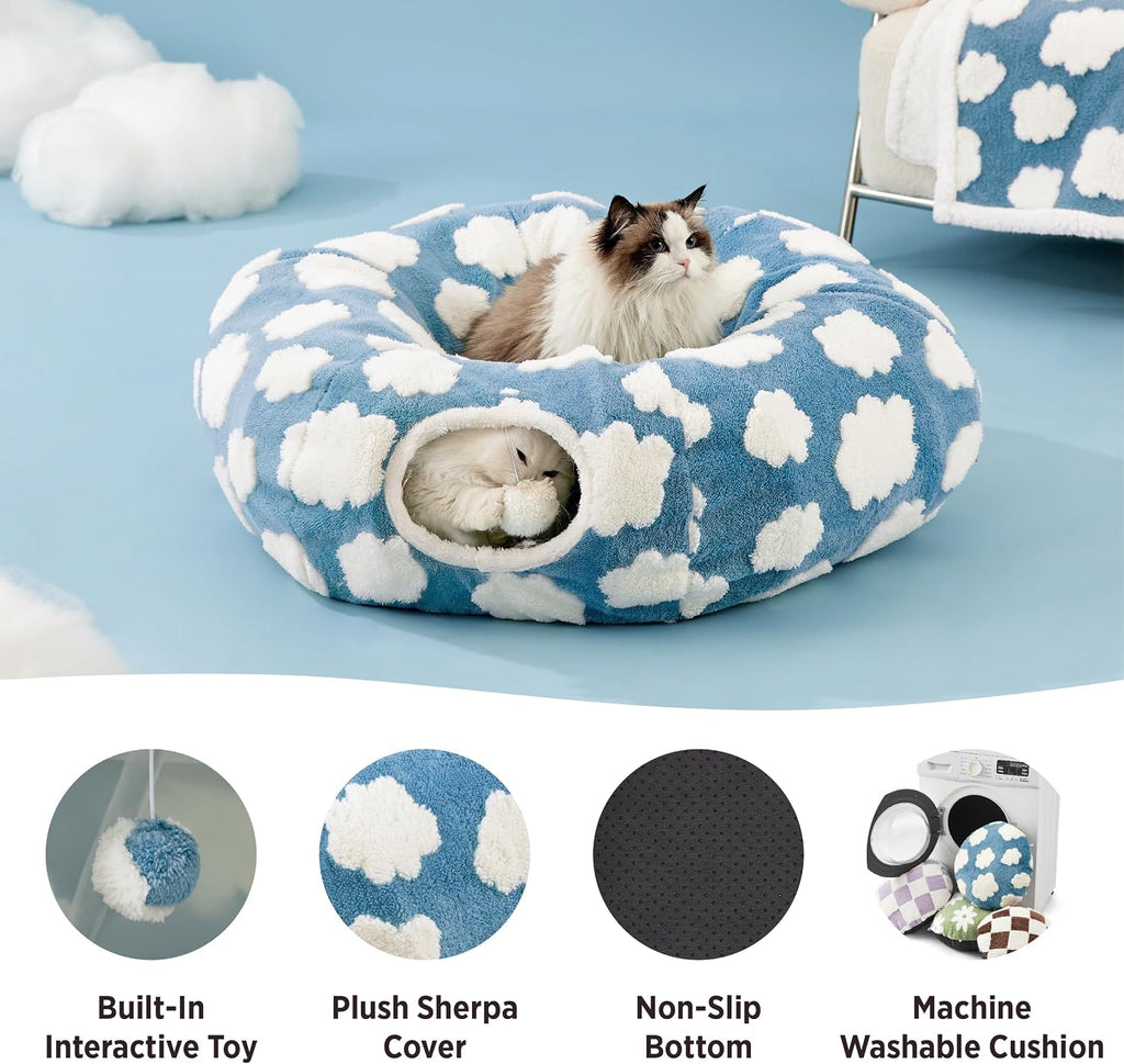 Lesure Donut Cute Jacquard Cat Tunnel Bed Kitten Toys for Puppy Bunny