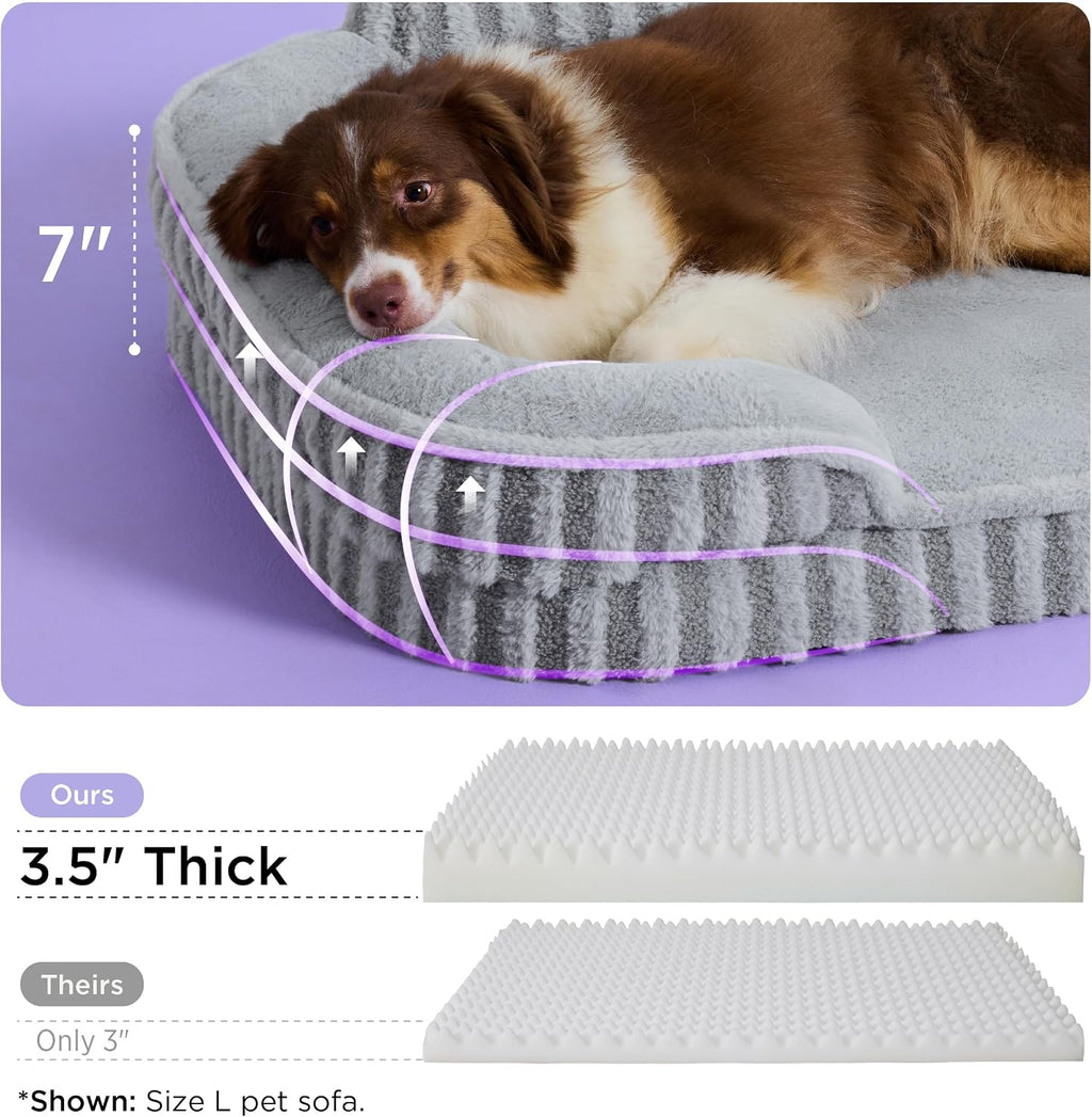 LE SURE Cute Cozy High Back Orthopedic L Plus Dog Bed,38" Blue