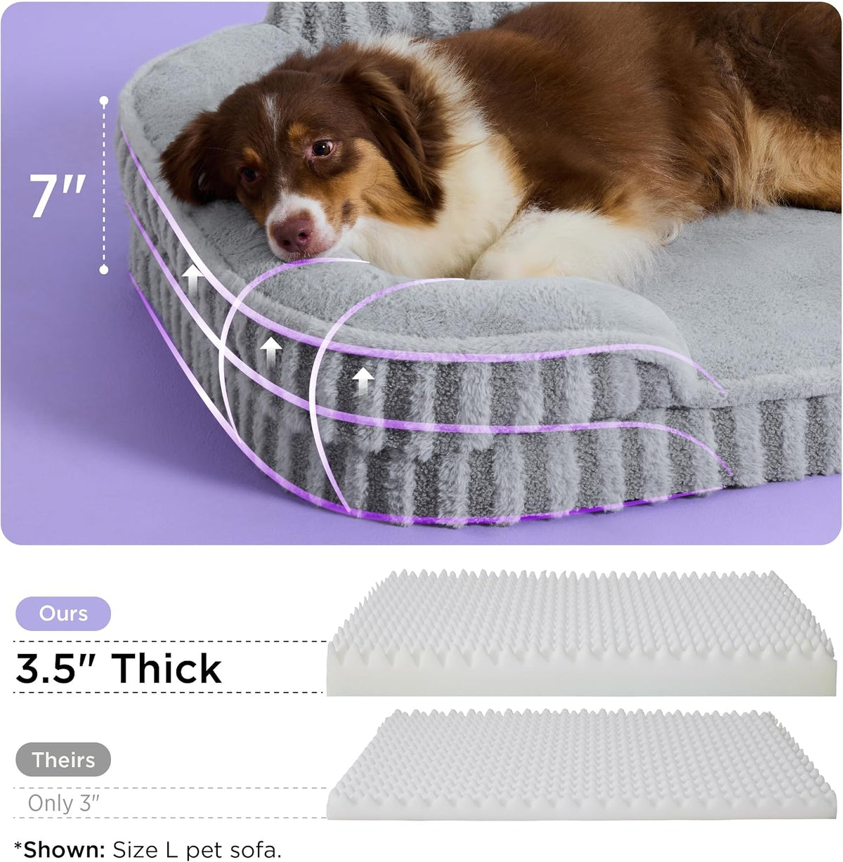 LE SURE Cute Cozy High Back Orthopedic L Plus Dog Bed,38" Blue