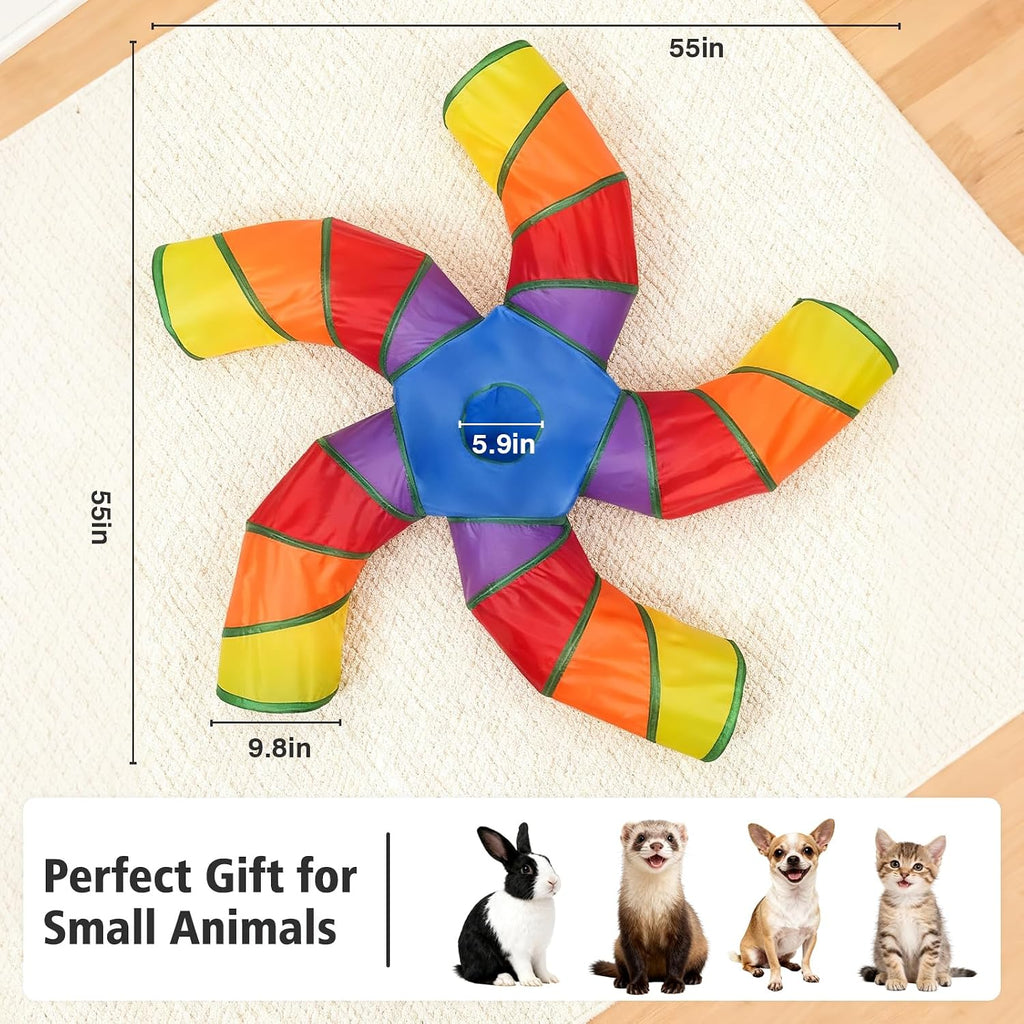 Joytale Cat Tunnel for Multiple Cats, 5-Way Indoor Tube Toy to Chase & Hide