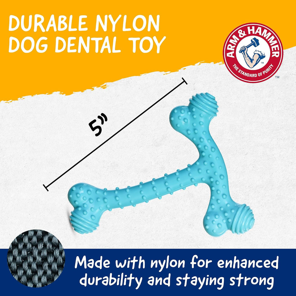 Arm & Hammer Nubbies T-Bone Dental Dog Chew Toy, Peanut Butter Flavor | Durable nylon and TPR nubs clean teeth and gums, built for aggressive chewers