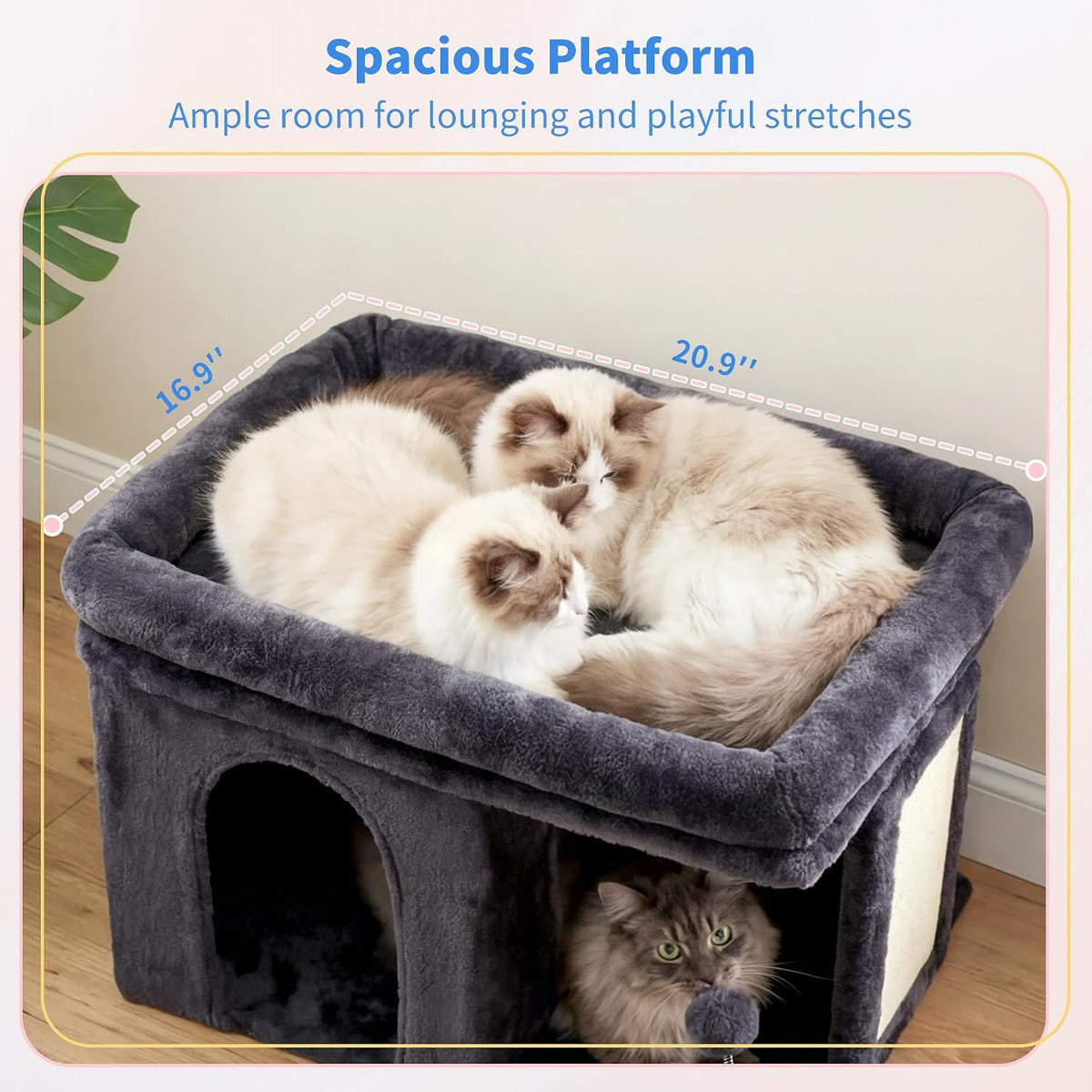 Heybly Cat Tree, 14" Cat Tower with Large Cat Bed & Condo HCT203SG