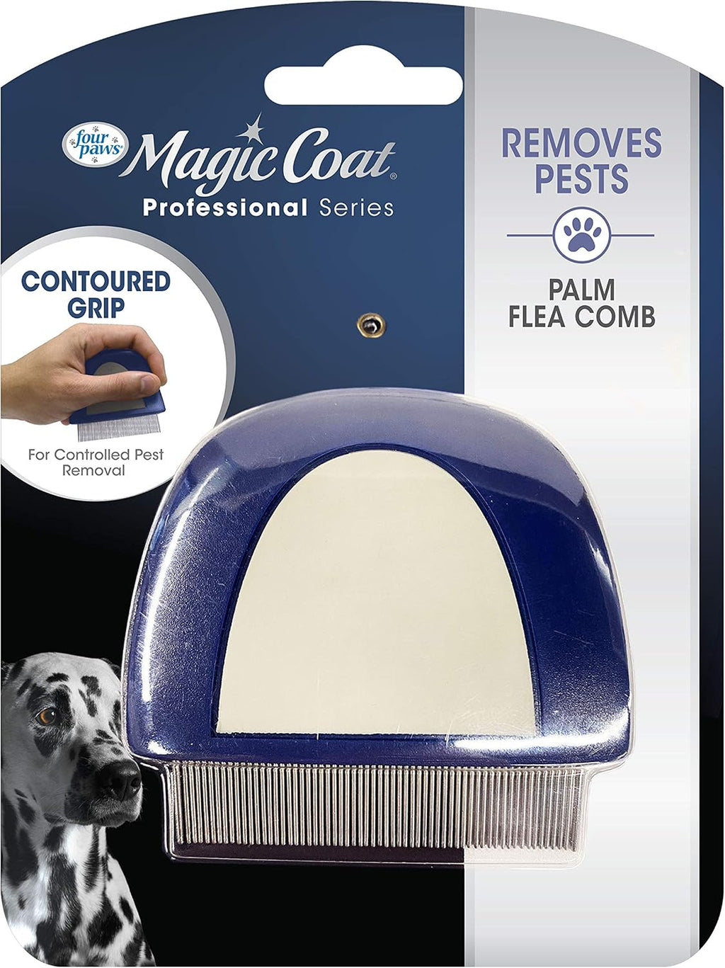 Four Paws Magic Coat Professional Series Contoured Palm Flea Comb for Dogs