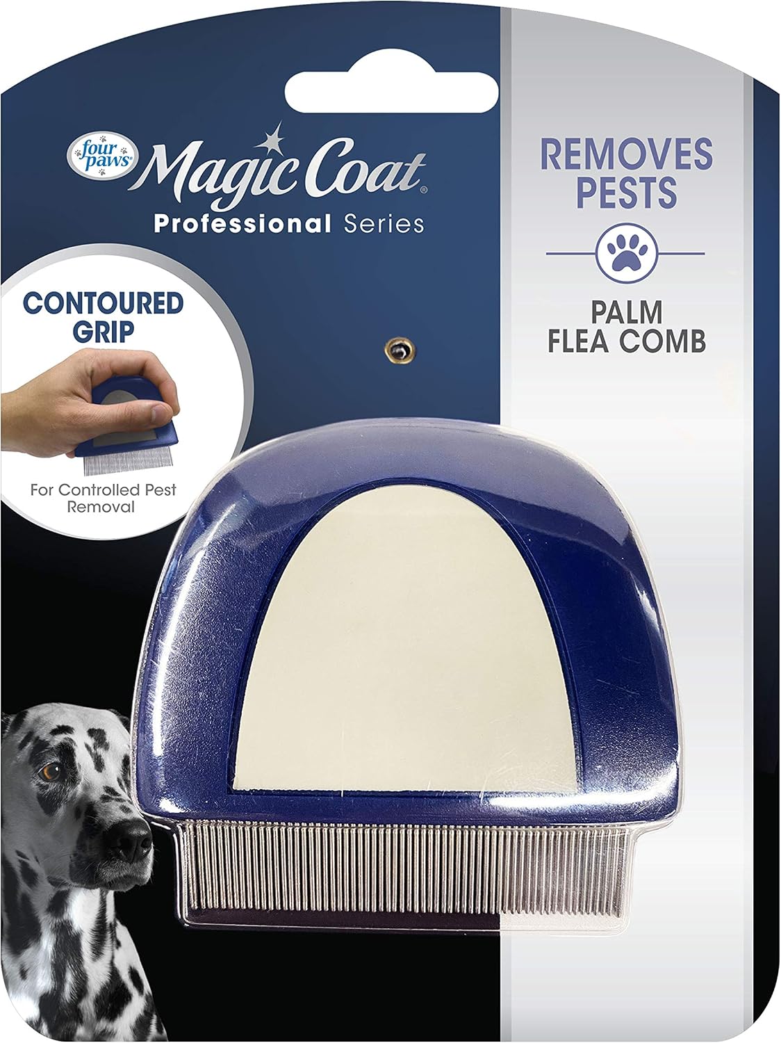 Four Paws Magic Coat Professional Series Contoured Palm Flea Comb for Dogs
