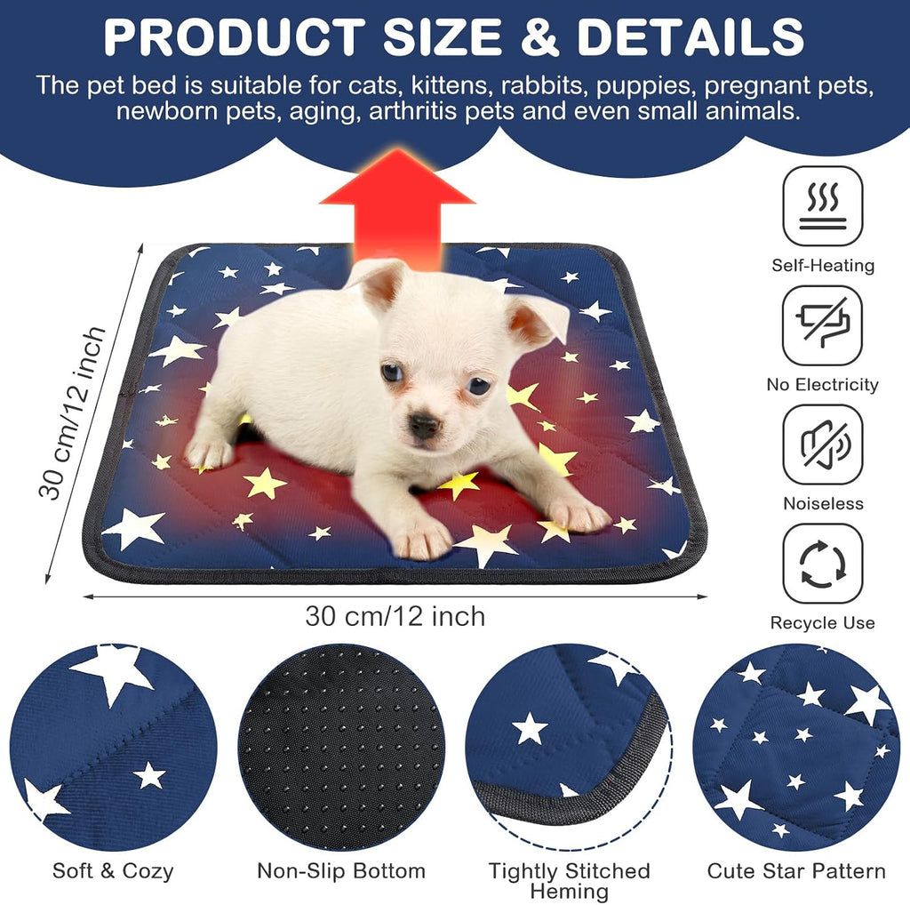 Namalu 4 Pack Self Warming Cat Bed, Blue, 12'' X 12'', Square