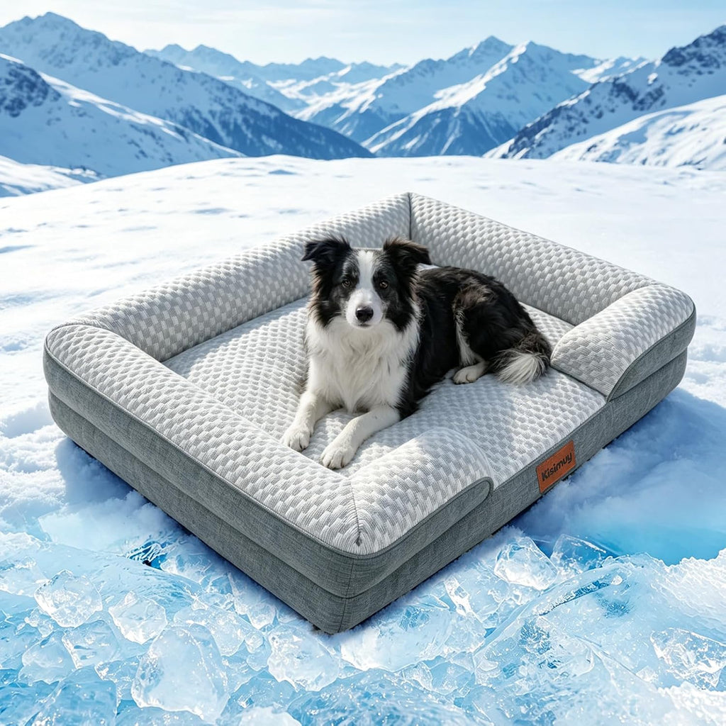 Dog Cooling Mat for Extra Large Dog, Elevated Bolster Sofa Bed