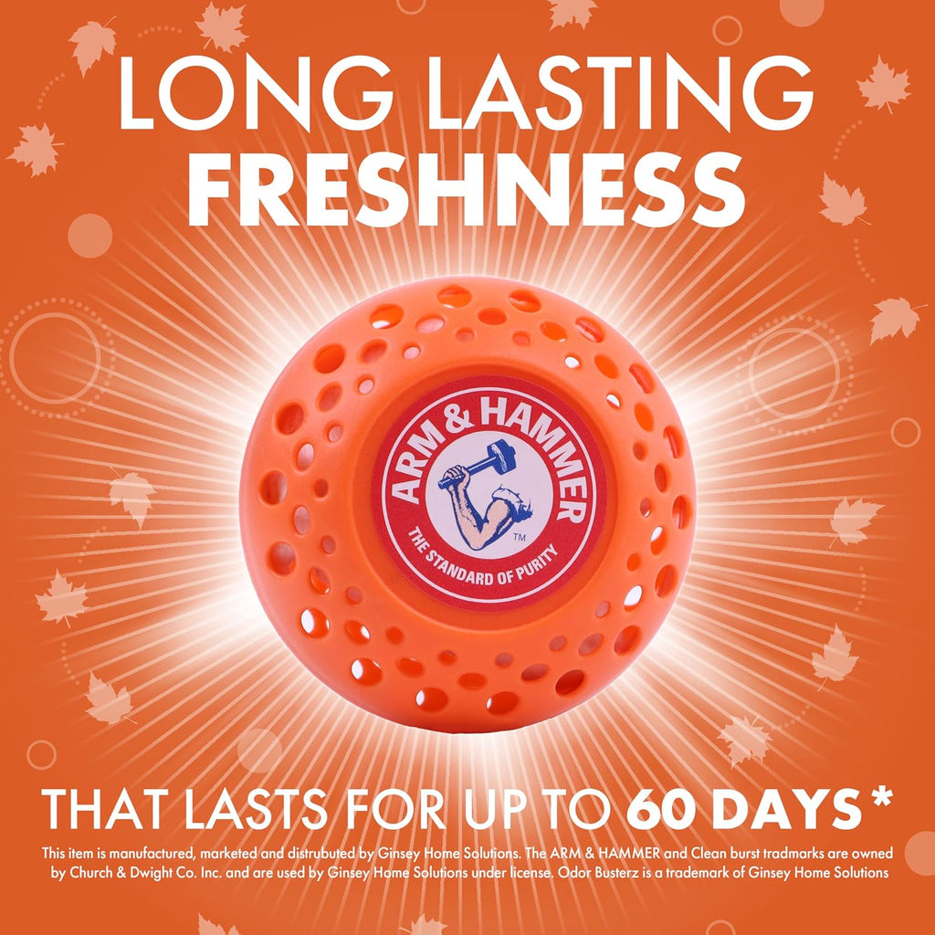 Arm & Hammer OdorBusterz® Odor Eliminator Balls, Pumpkin Cream, Baking Soda Odor Control for Closets, Drawers, Hampers & Small Spaces, 1 Count (Pack of 36)