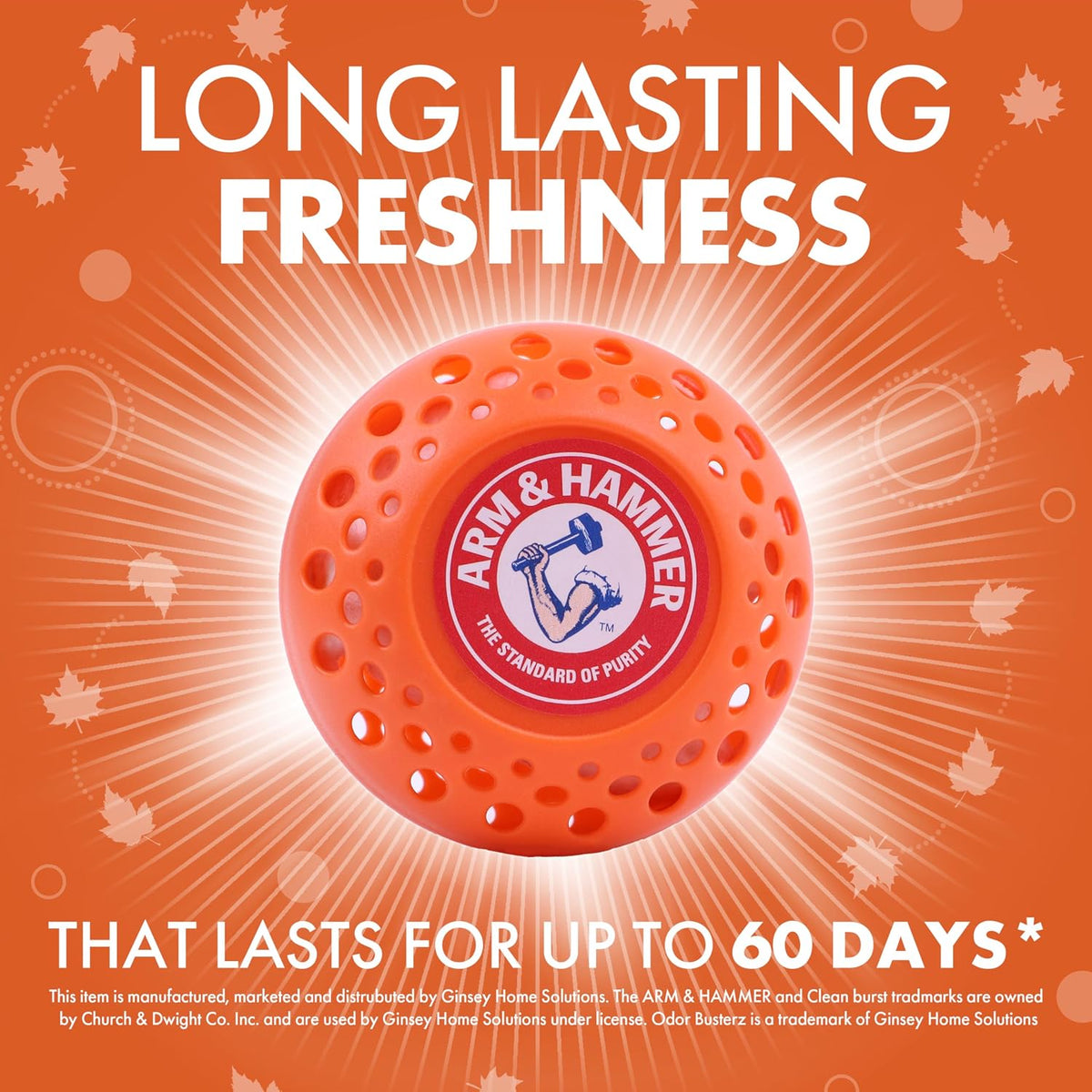 Arm & Hammer OdorBusterz® Odor Eliminator Balls, Pumpkin Cream, Baking Soda Odor Control for Closets, Drawers, Hampers & Small Spaces, 1 Count (Pack of 36)