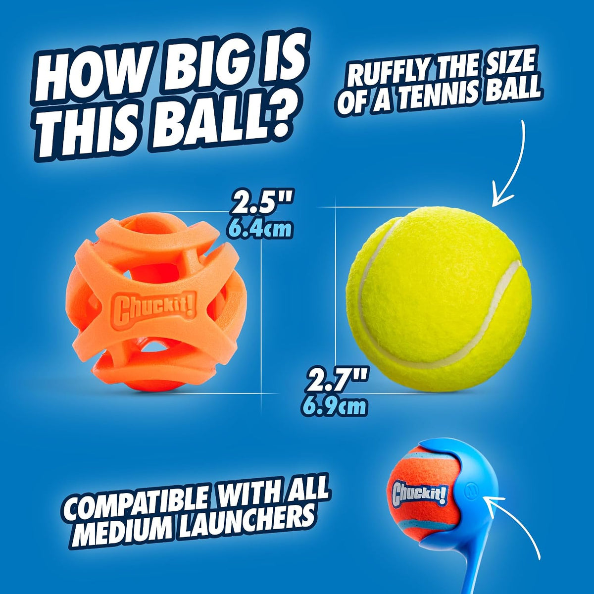 Chuckit! Air Fetch Ball Dog Toy, Medium (2.5 Inch Diameter), for Dogs 20-60 lbs, Ball - Medium,2 Count (Pack of 12)