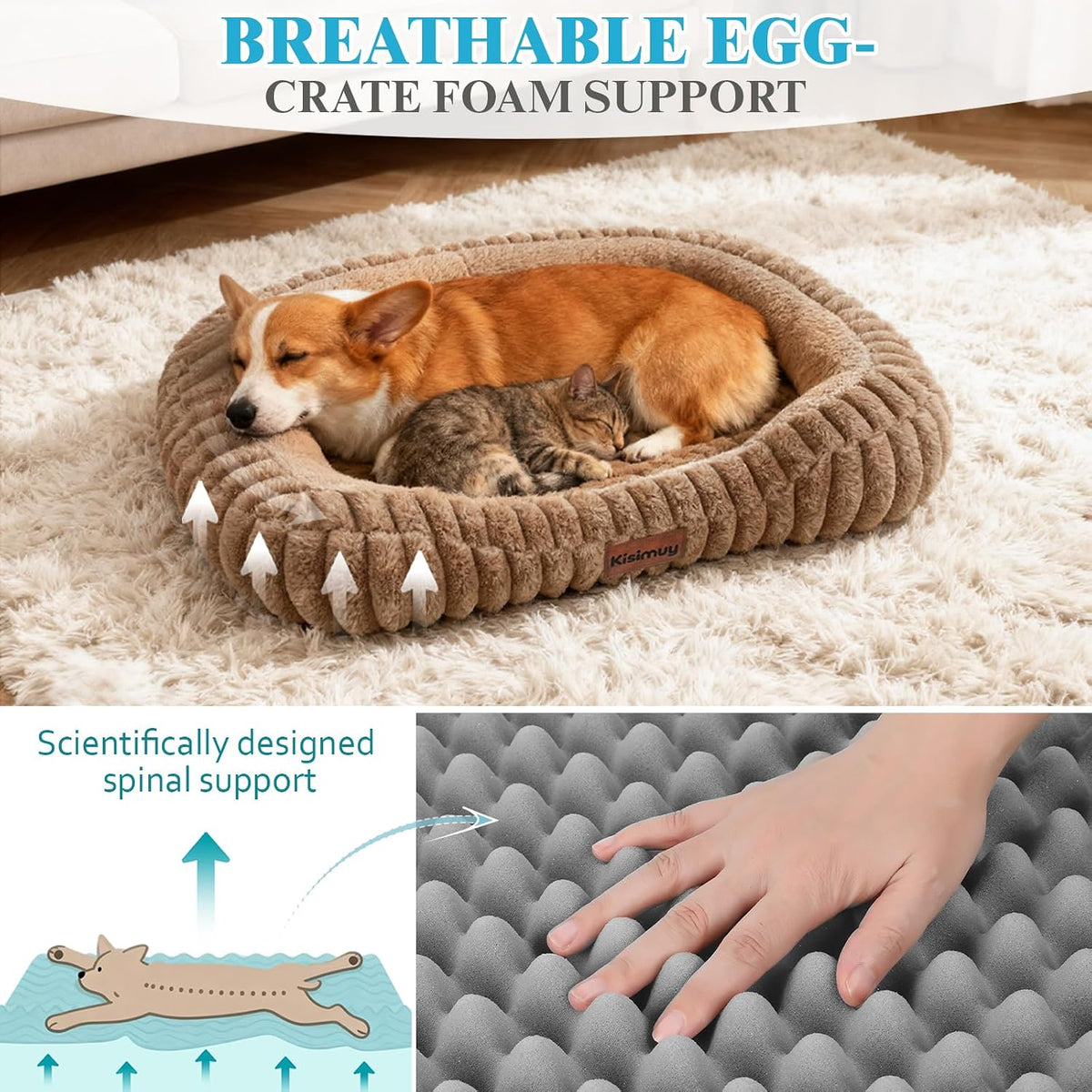 Orthopedic Dog Bed, Hip & Joint Support Medium Size Dog Crate Pad