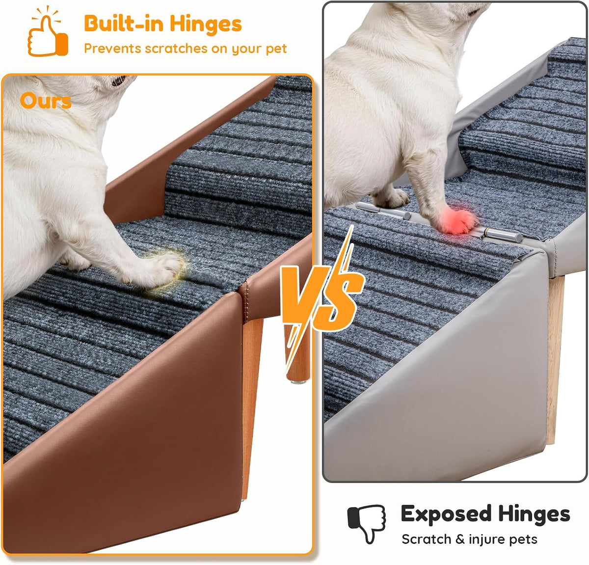 17" H Dog Stairs for Small Dogs – 4-Step Non-Slip Dog Ramp for Couch