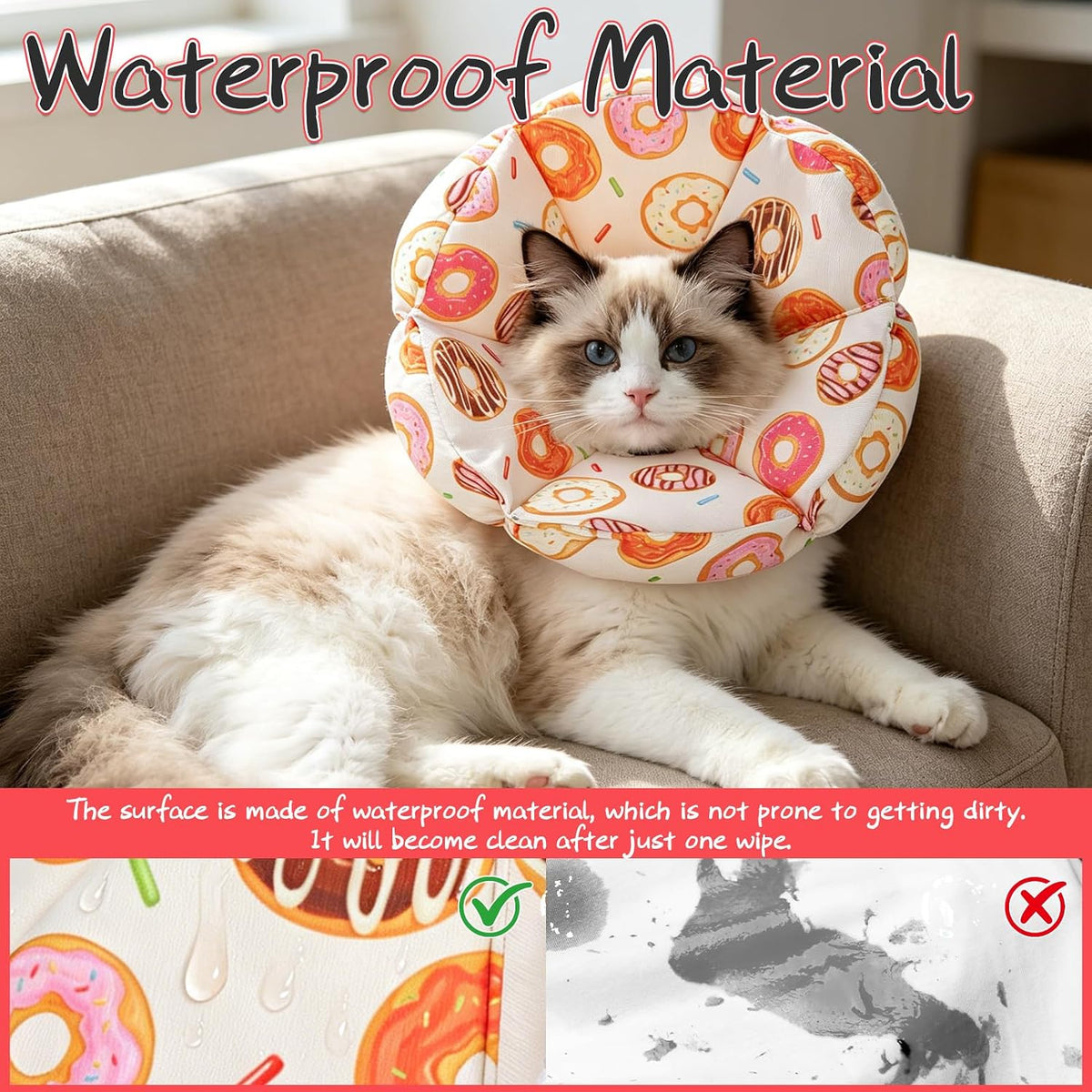 EXPAWLORER Cat Cone Collar Soft,Adjustable Waterproof Flower Style Neck